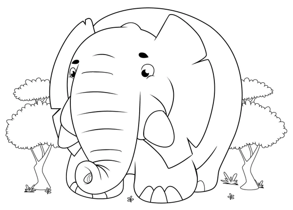 Ðï big cartoon elephant in forest