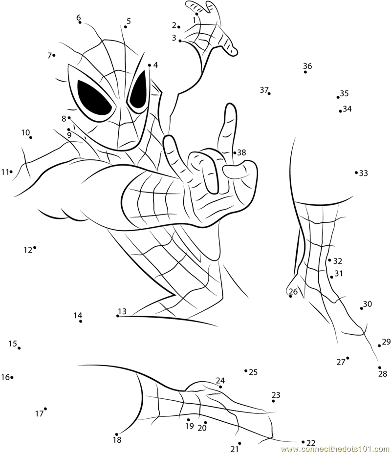 Spider man adventures dot to dot printable worksheet