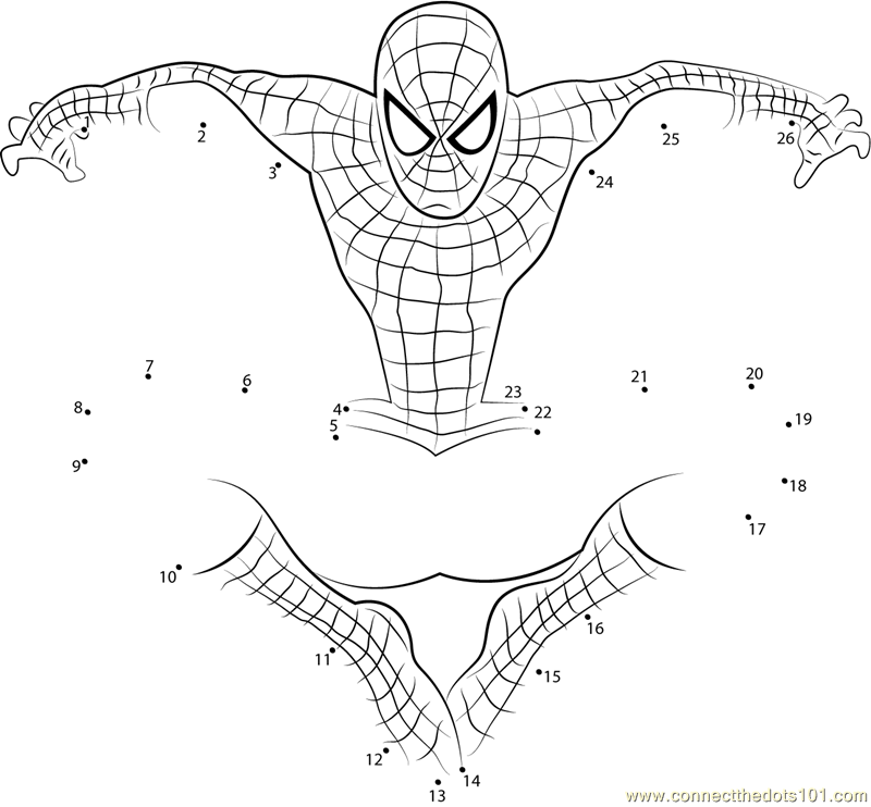 Dynamic spiderman dot to dot printable worksheet