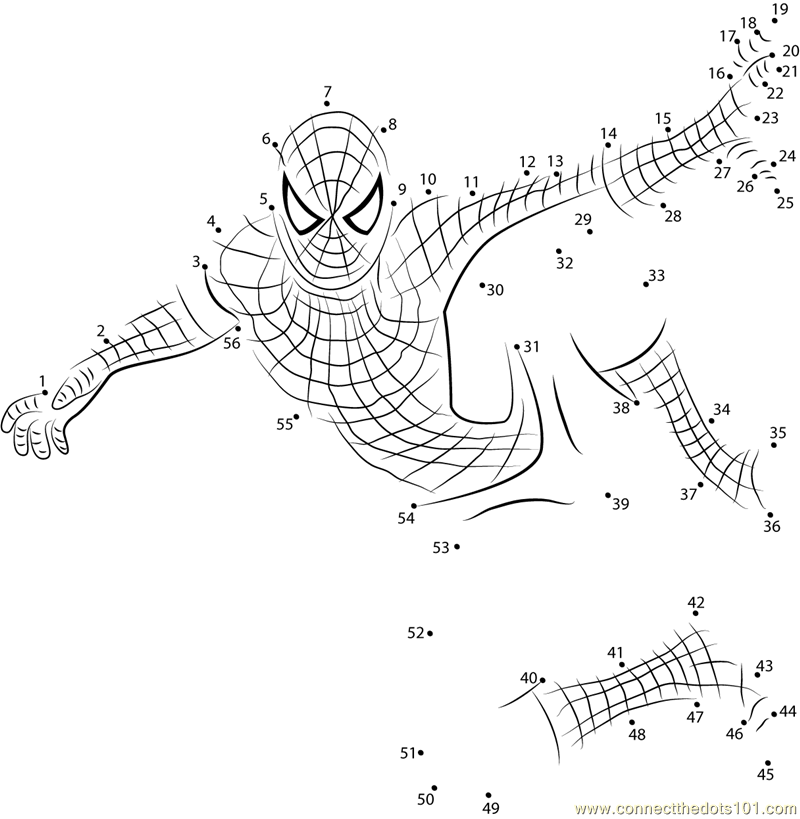 Adult spiderman dot to dot printable worksheet