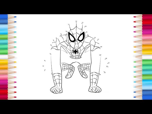 How to draw and color powerful step by step connect the dots spiderman