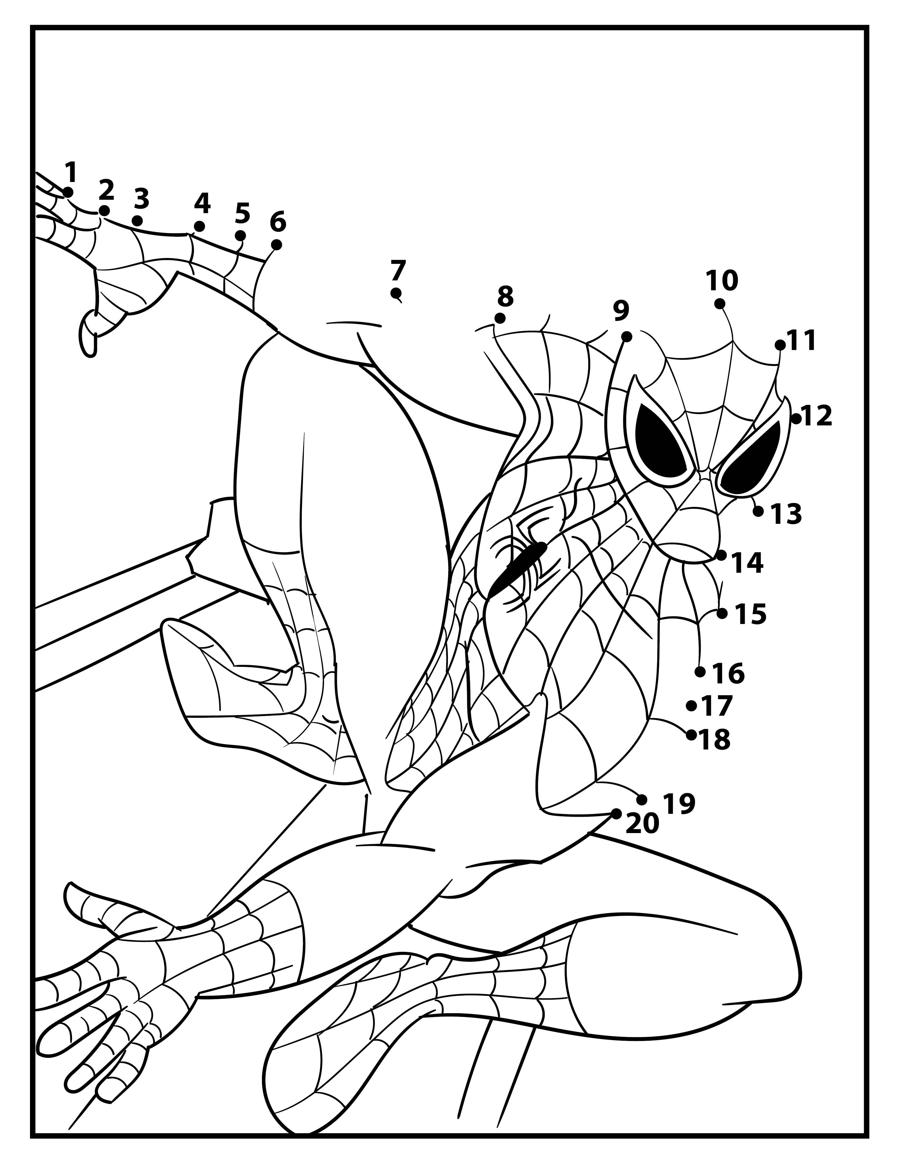 Hard adult connect the dots dot to dot printables spider coloring page dots