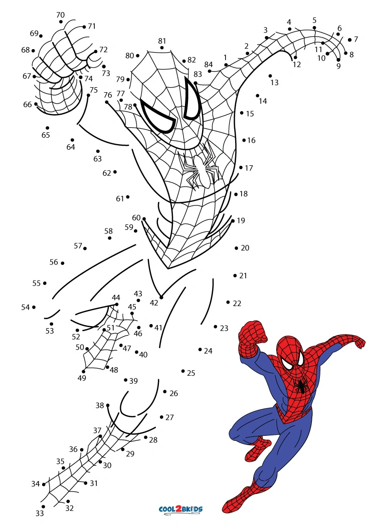 Free printable spiderman dot to dot