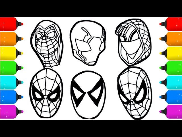 Âïall spider man coloring pages âï faces draw drawing