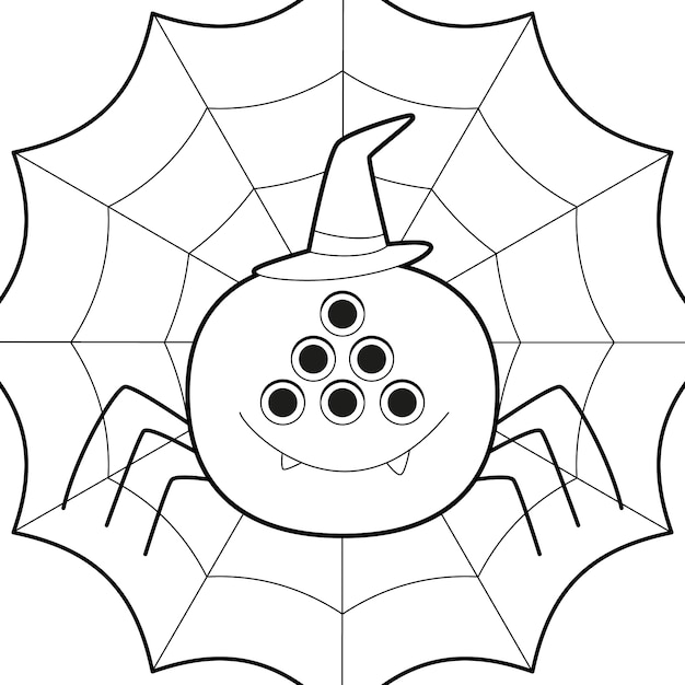 Free vector flat halloween coloring page illustration