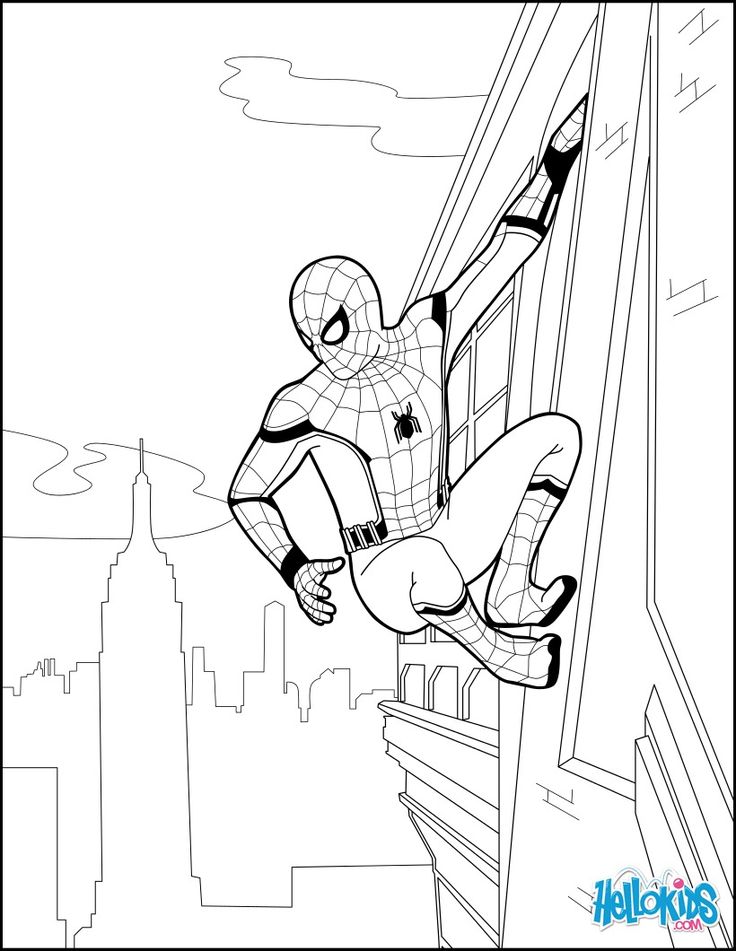 Spiderman coloring page from the new spider homeing movie more spiderman content on hellokidsâ spiderman coloring cartoon coloring pages superhero coloring