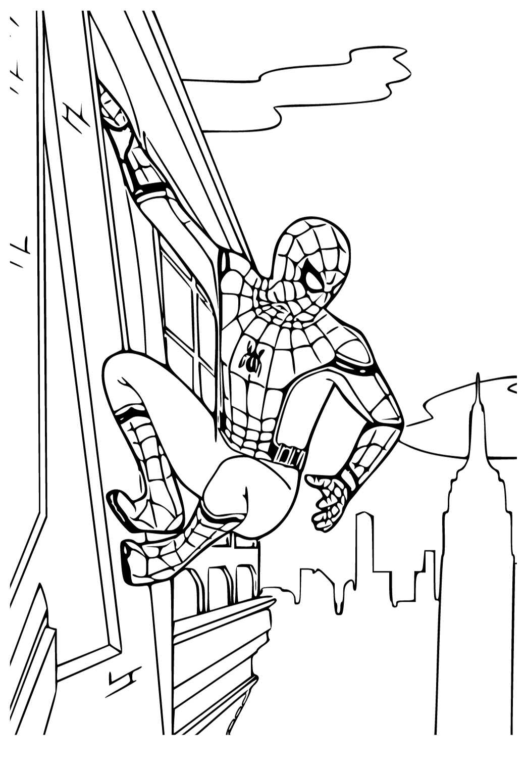 Free printable spiderman homeing coloring page for adults and kids