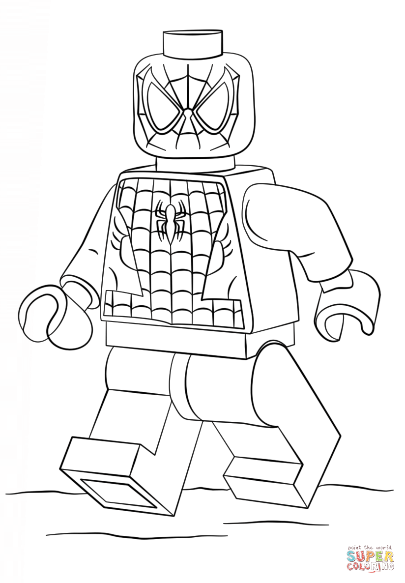 Lego spiderman coloring page free printable coloring pages