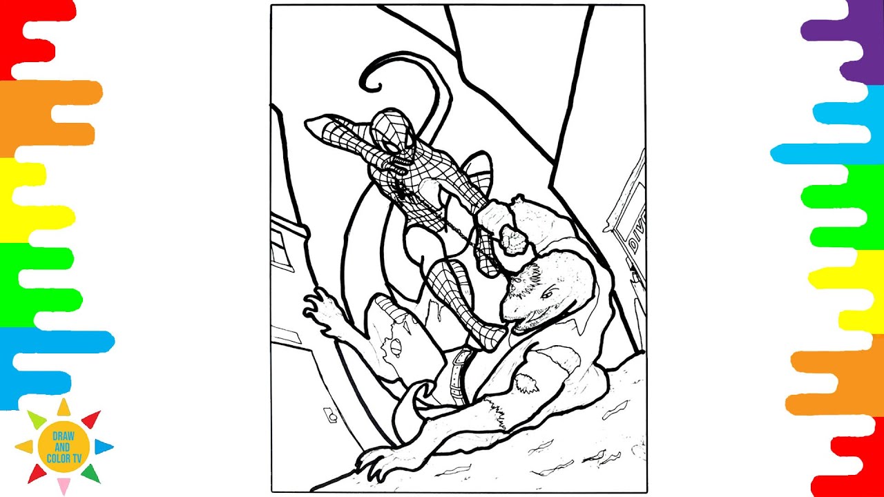 Spiderman vs the lizard coloring pagesuperhero vs enemy coloringsyn cole