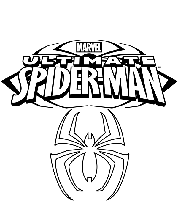 Spidermans logo on free coloring page sheet to download