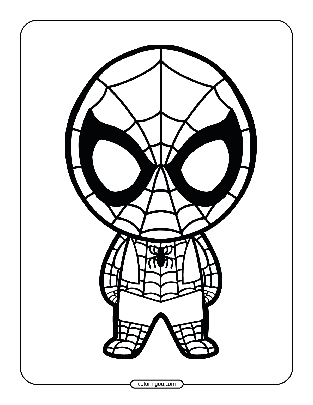 Child spiderman kawaii coloring page