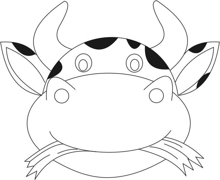 Cow mask printable coloring page for kids