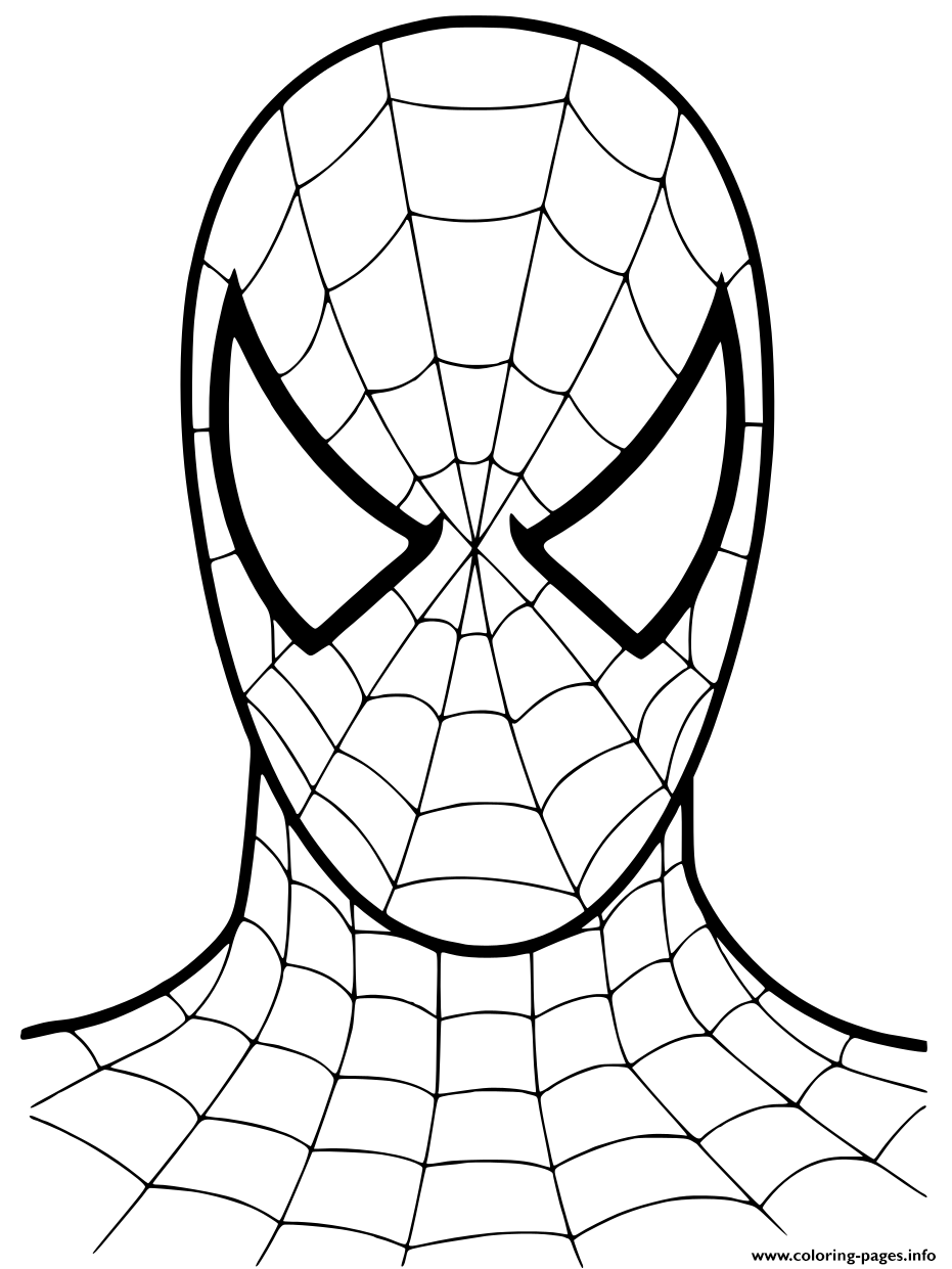 Spiderman cartoon mask coloring page printable