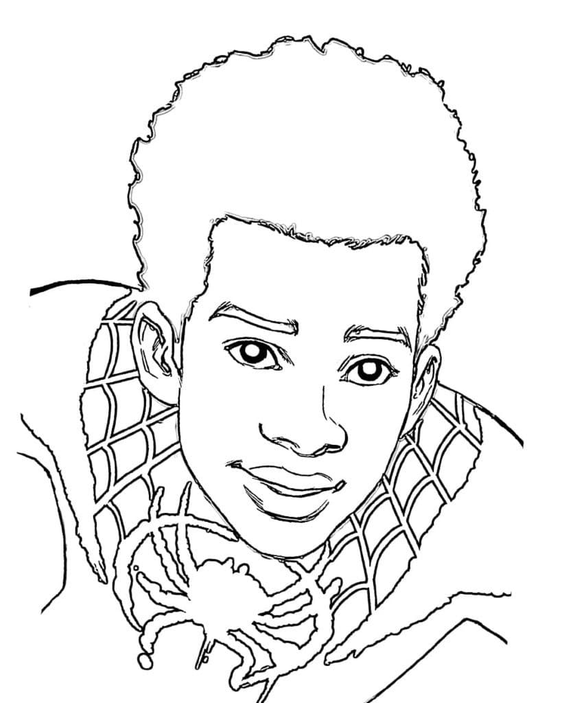 Smiling miles morales coloring page