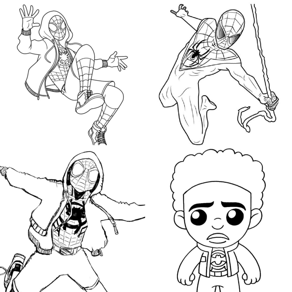 Free miles morales coloring pages for kids and adults