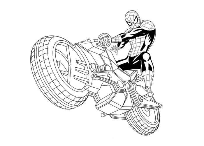 Spiderman motorcycle coloring pages spiderman coloring superhero coloring pages cartoon coloring pages