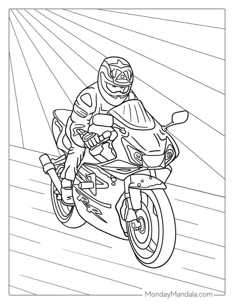 Motorcycle coloring pages free pdf printables