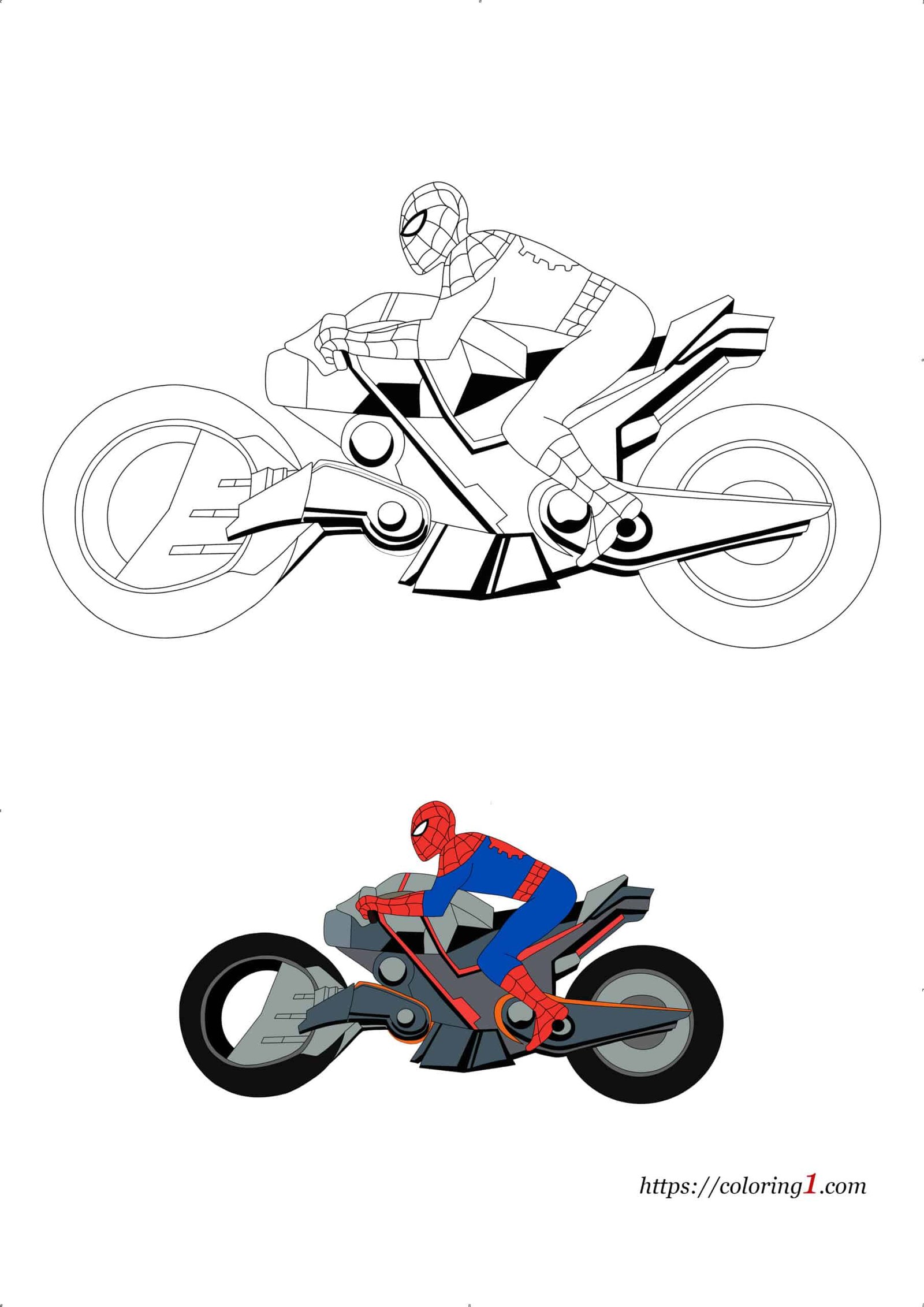 Spiderman motorcycle coloring pages