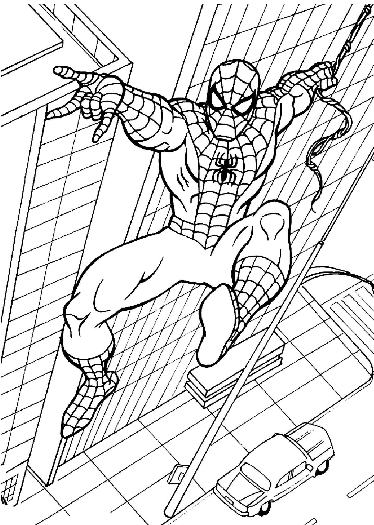 Spider man in city coloring pages for kids printable free spiderman coloring superhero coloring pages cartoon coloring pages