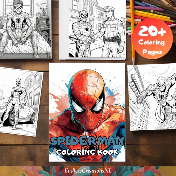 Spiderman coloring page book instant download coloring page printable pdf for adults kids