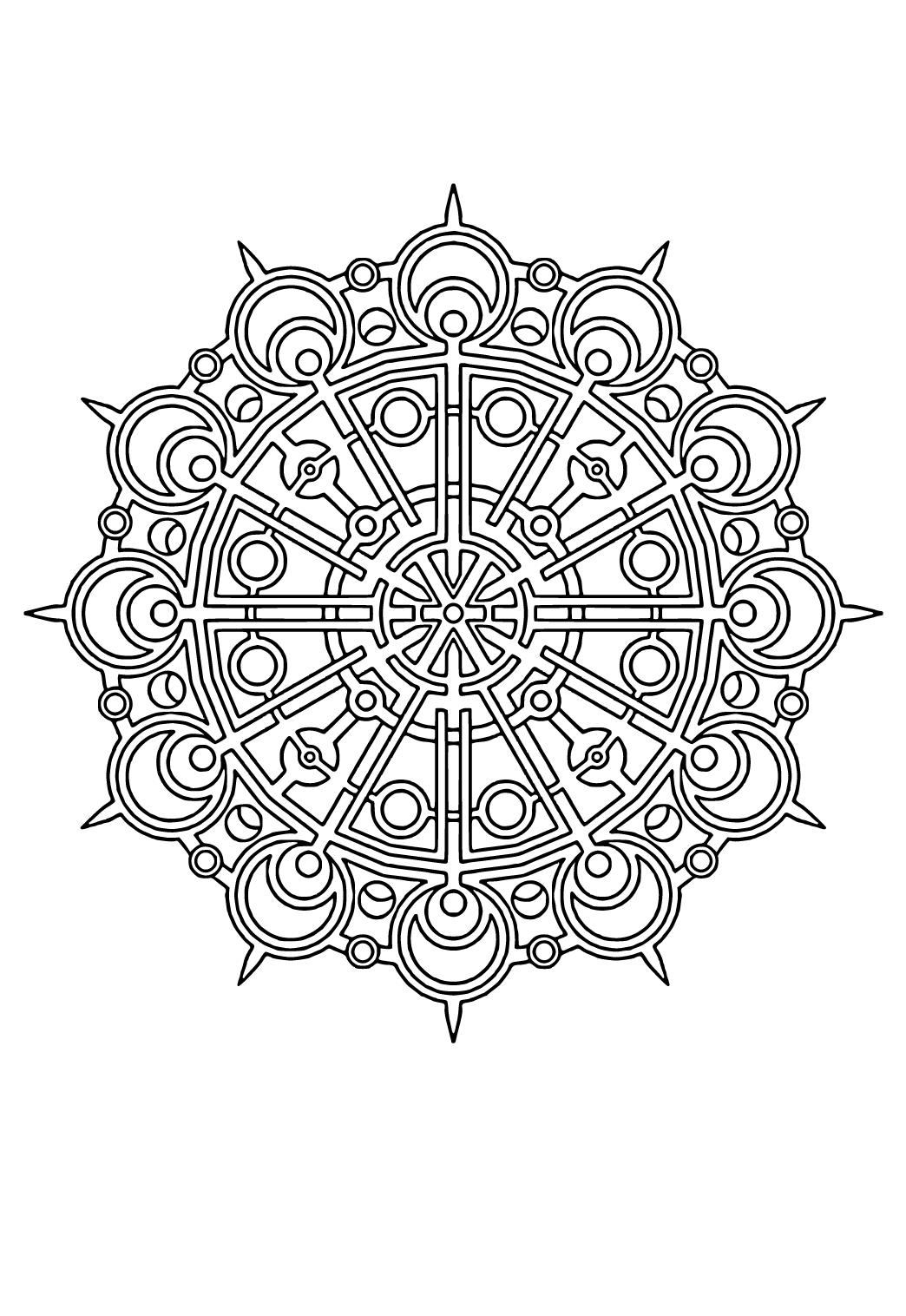 Free printable geometric snowflake coloring page for adults and kids