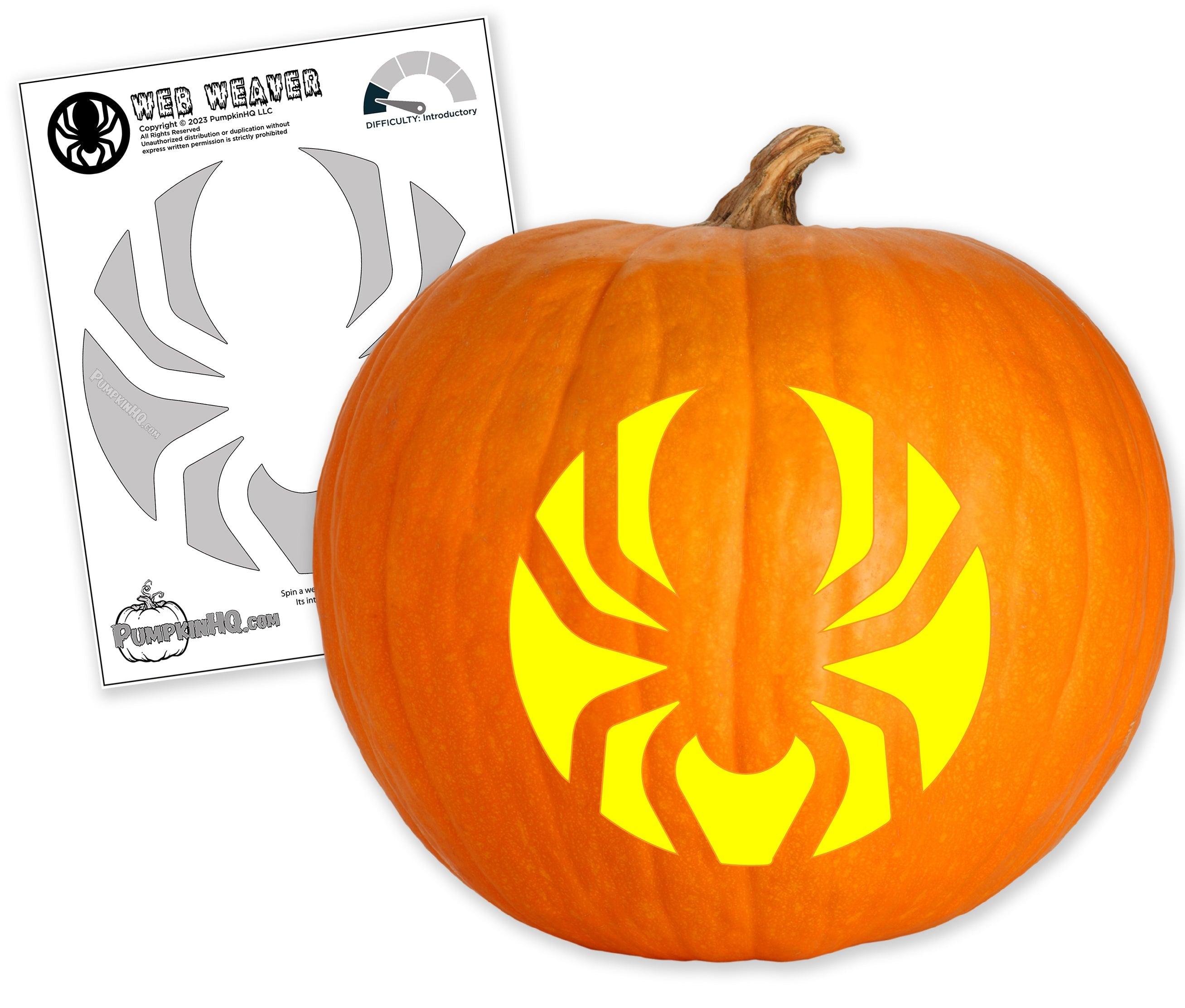 Easy spider pumpkin carving stencil