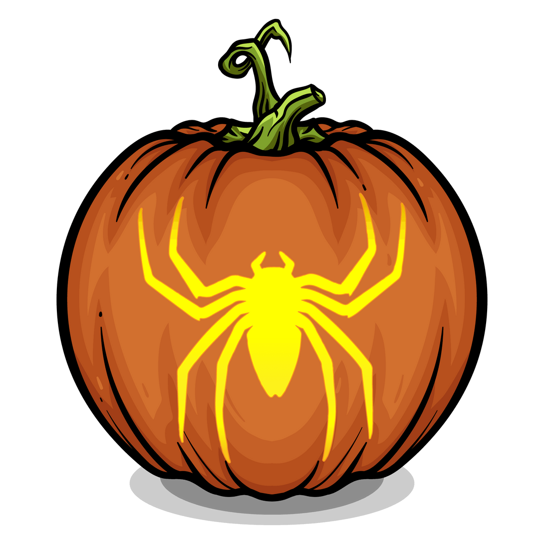 Crawling spider pumpkin carving stencil