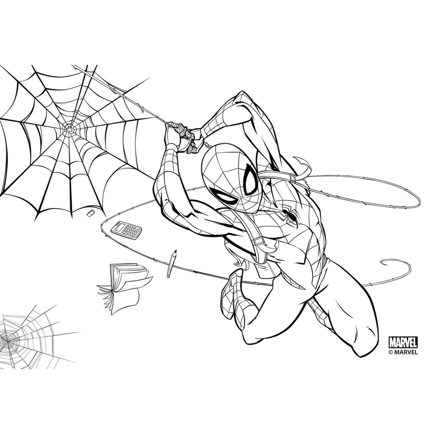 Spiderman coloring pages with stencil and sticker sheet thimble toys