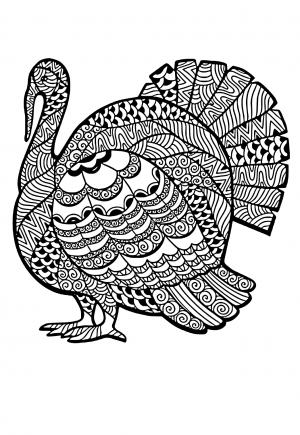 Free printable turkey coloring pages for adults and kids