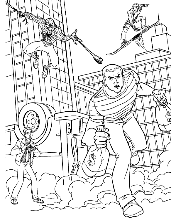 Action spiderman coloring page sandman