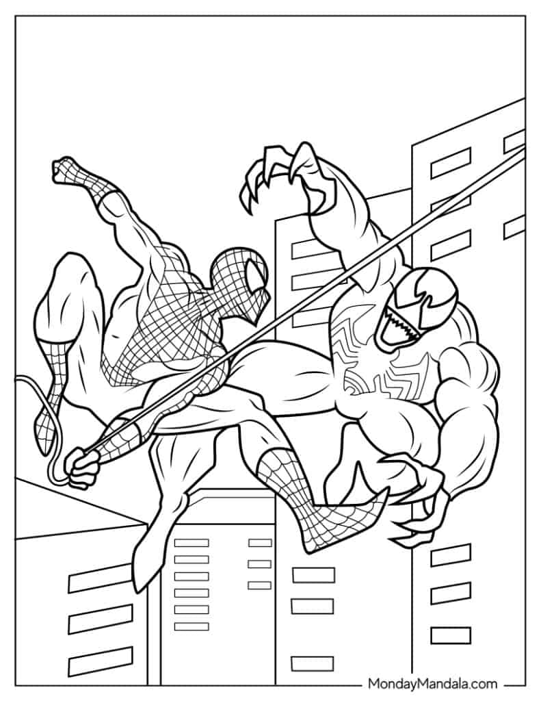 Venom coloring pages free pdf printables