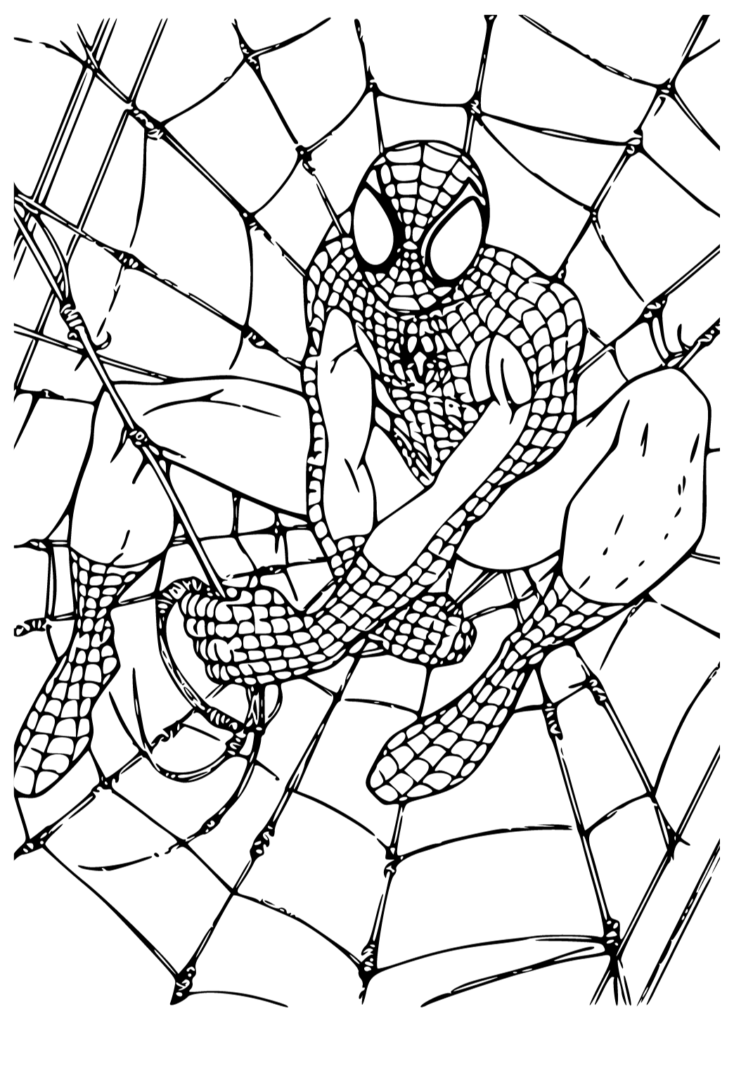 Free printable spiderman trap coloring page for adults and kids