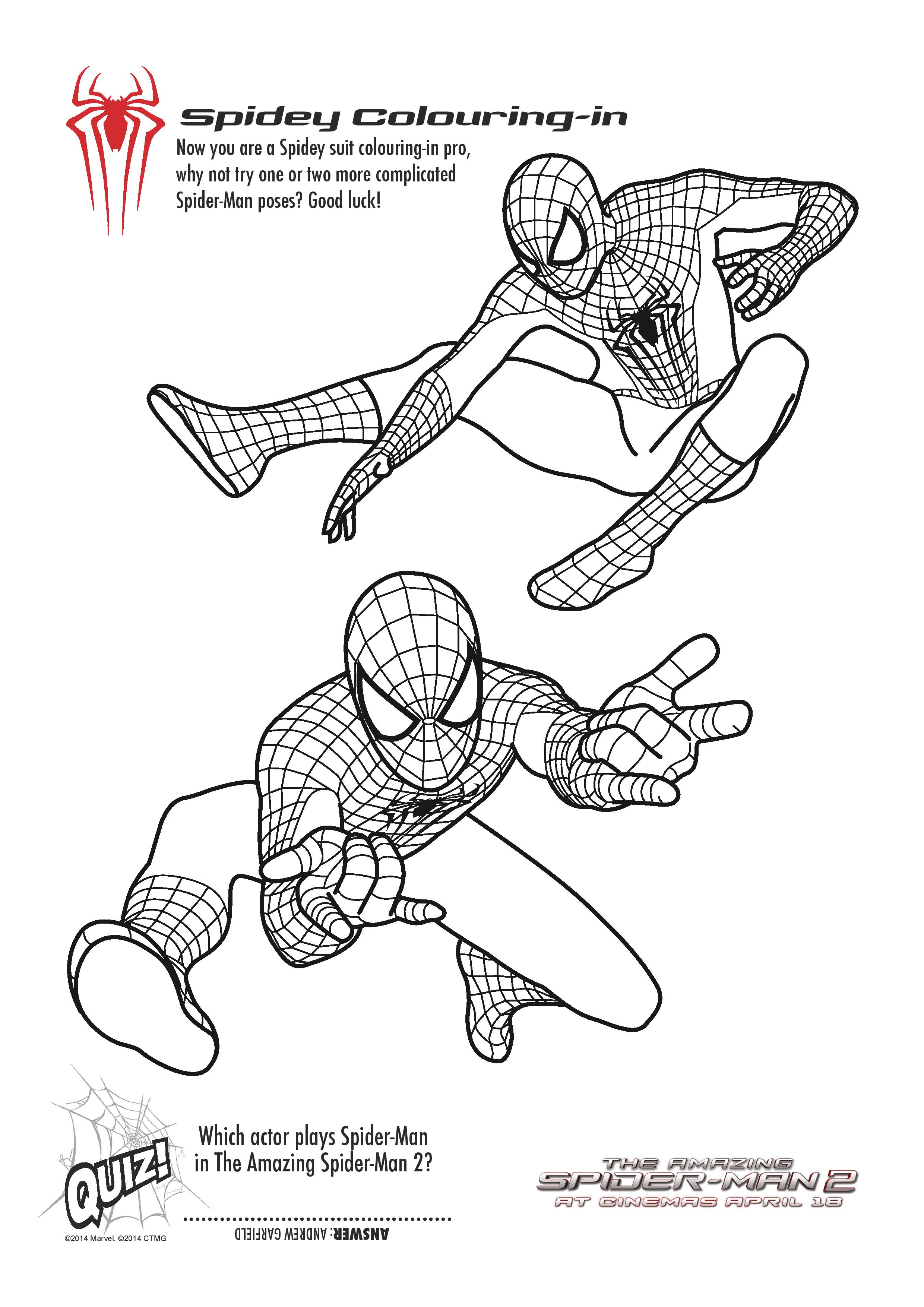 Free printable spiderman louring pages and activity sheets
