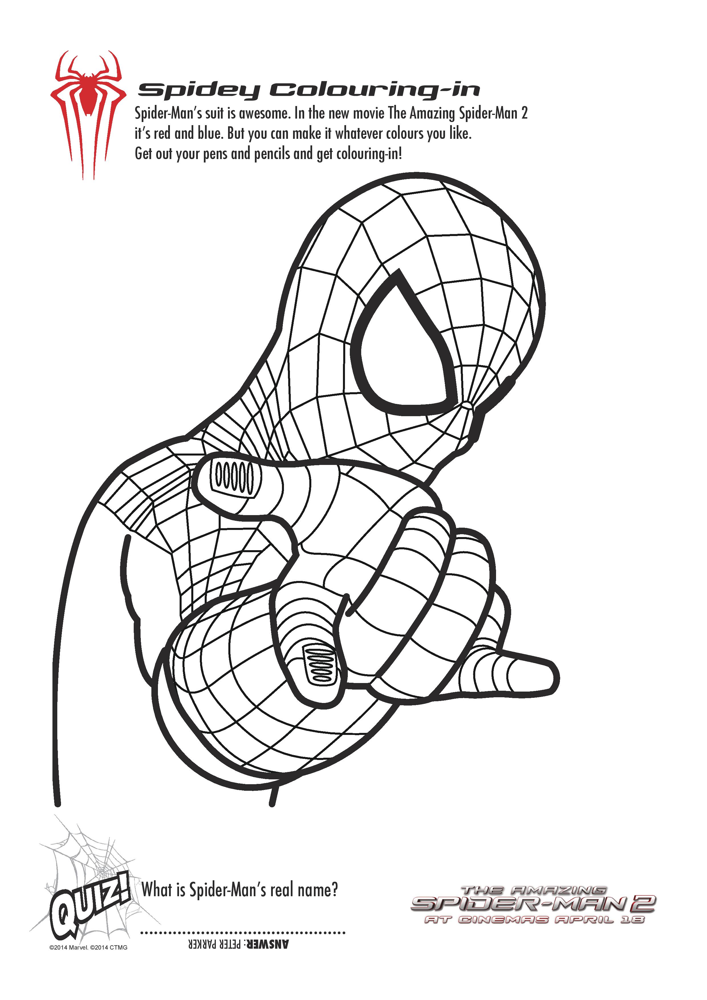 Free printable spiderman louring pages and activity sheets
