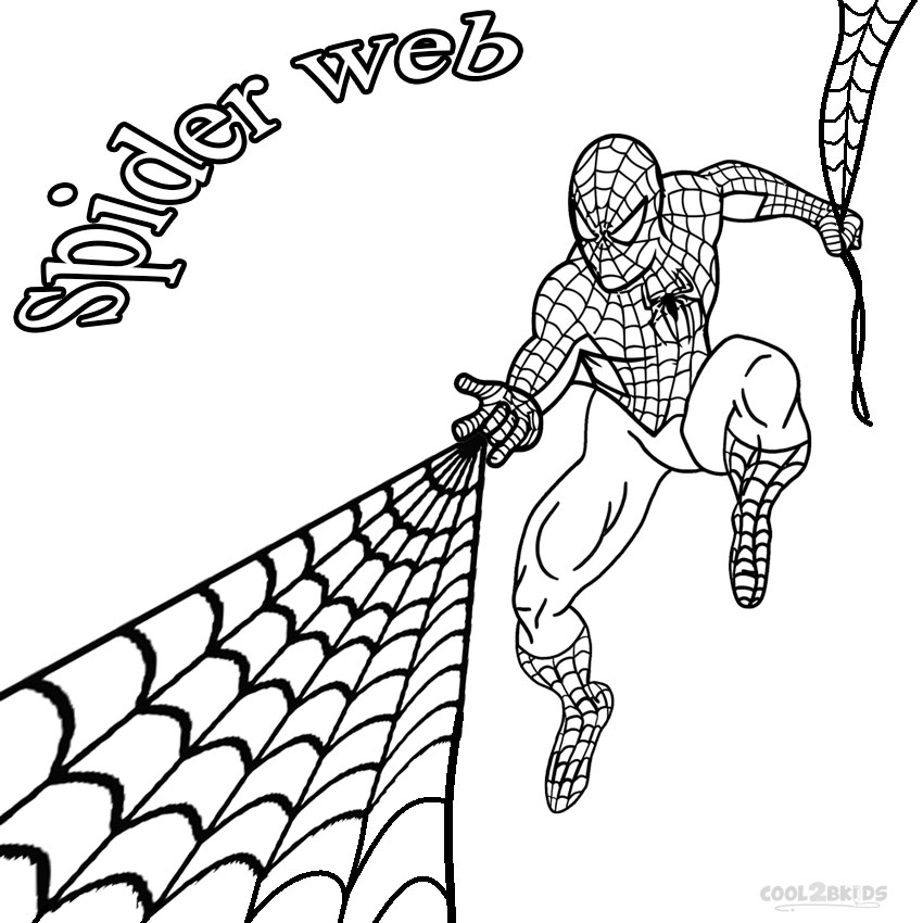 Printable spider web coloring pages for kids