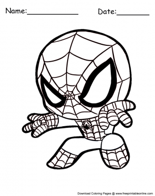 Cute chibi spiderman coloring sheet