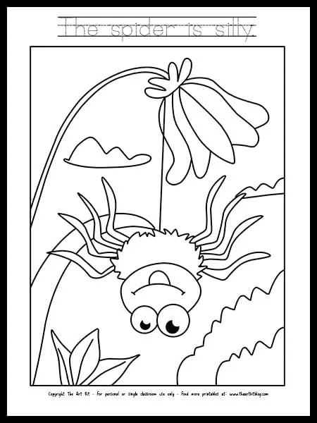 Silly spider coloring page free homeschool deals