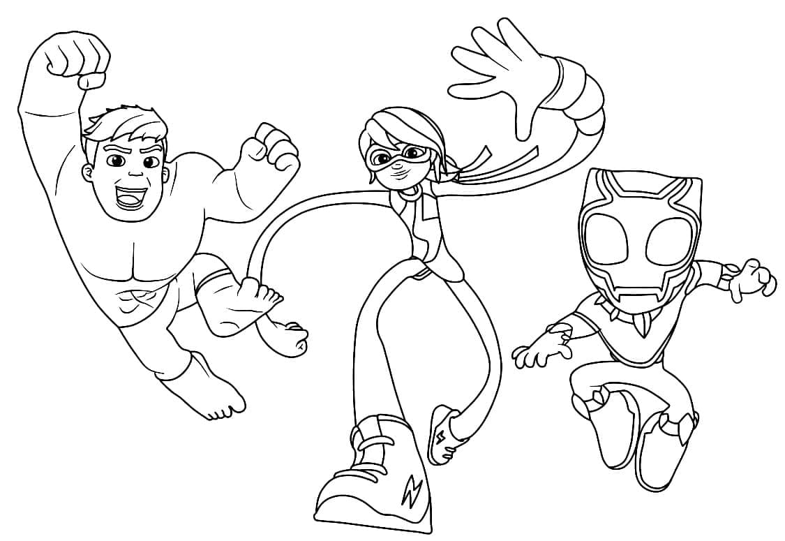 Spidey and his amazing friends characters coloring page