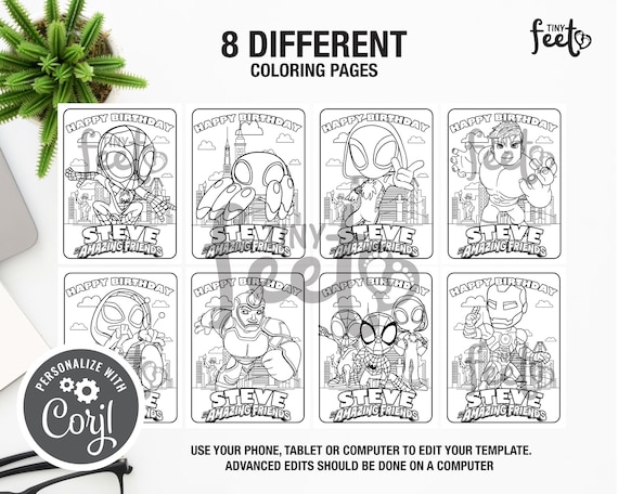Spidey and his amazing friends coloring pages custom name spiderman coloring pages birthday party templates spidey party favors download now