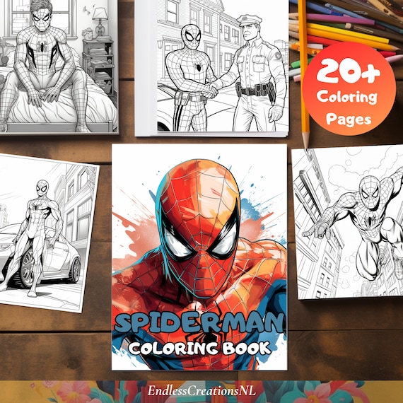 Spiderman coloring page book instant download coloring page printable pdf for adults kids