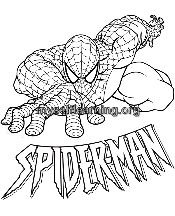 Spiderman cartoons coloring sheet instant download