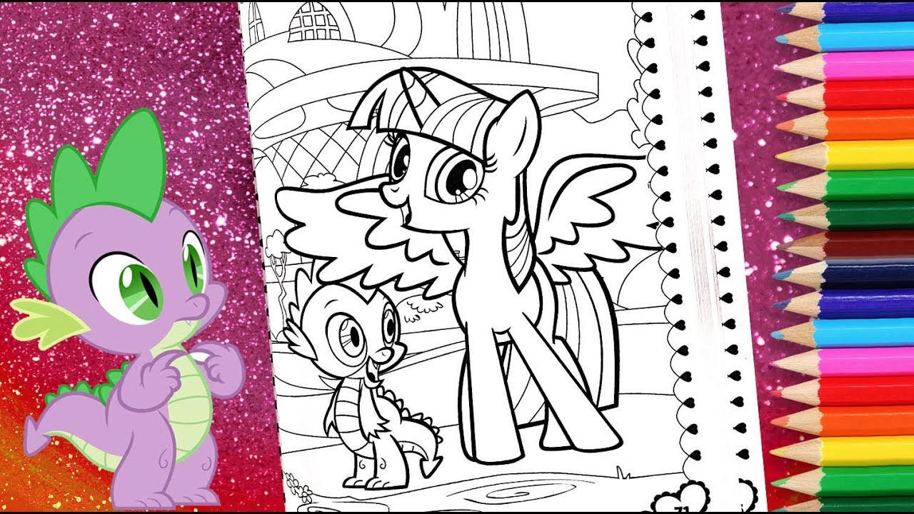 Twilight sparkle and spike coloring for kids mlp coloring pages my little pony