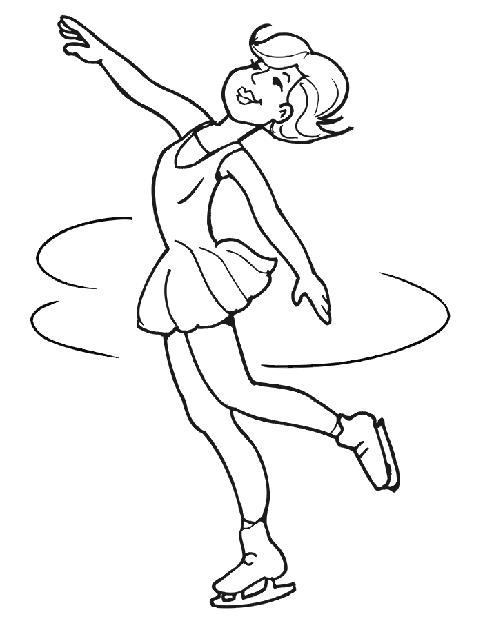 Figure skating coloring page spinning girl skater