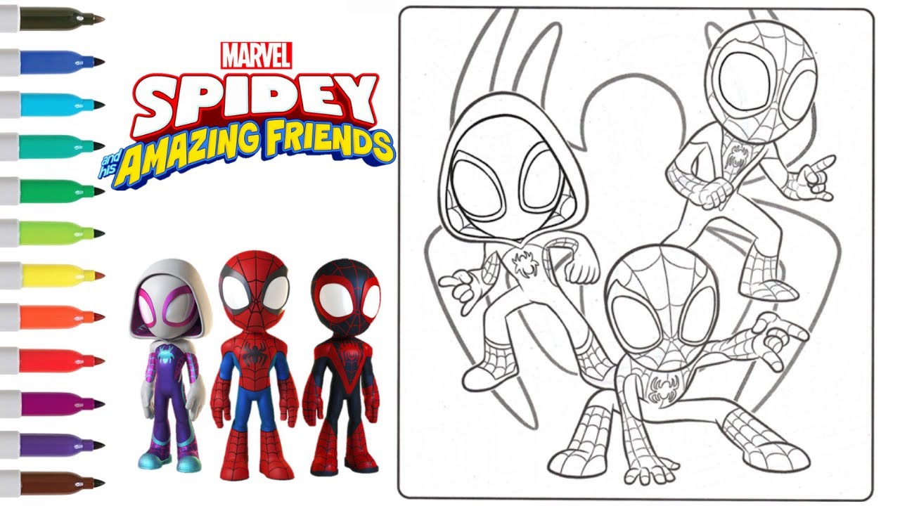 Spidey and his amazing friends coloring book page spidey spin ghost spider