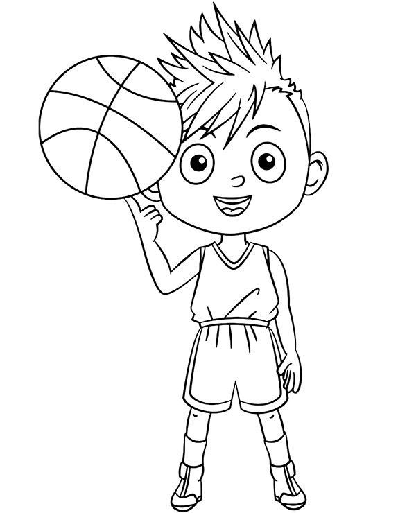 Basketball spin on a finger coloring page