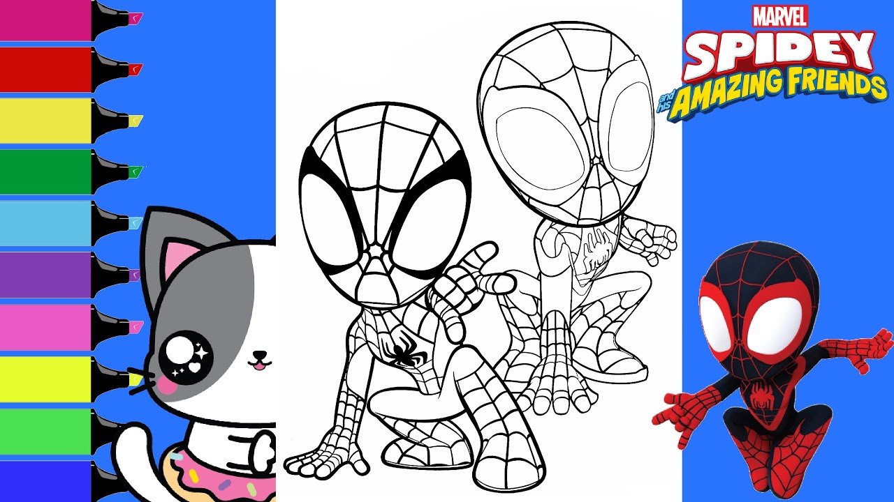 Coloring marvel spidey and his amazing friends spin team up coloring book sprinkled donuts jr