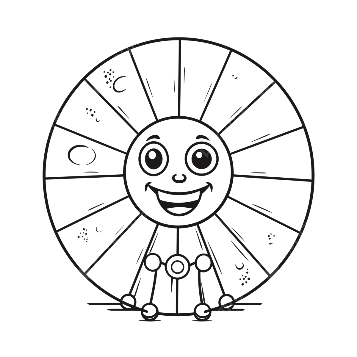 Sun wheel coloring page with a smiley smile face outline sketch drawing vector spin wheel drawing spin wheel outline spin wheel sketch png and vector with transparent background for free download