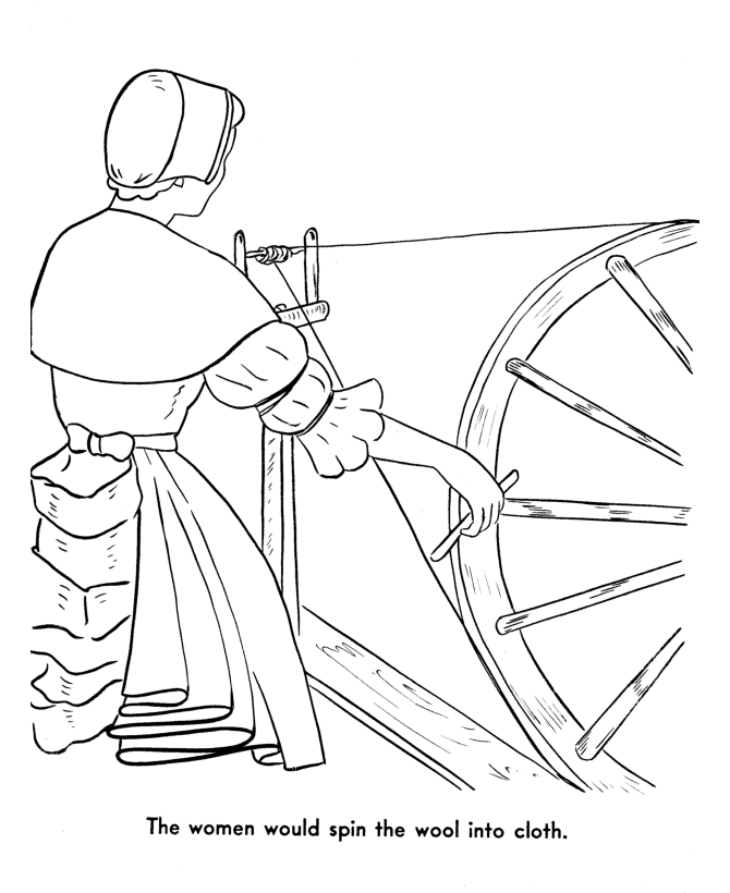 The pilgrims coloring pages pilgrims made cloth from wool coloring pages usa