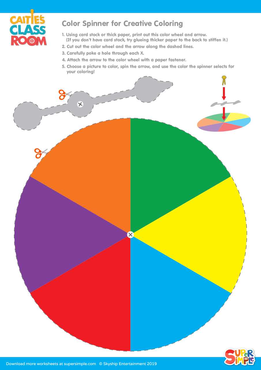 Color spinner for creative coloring with coloring page