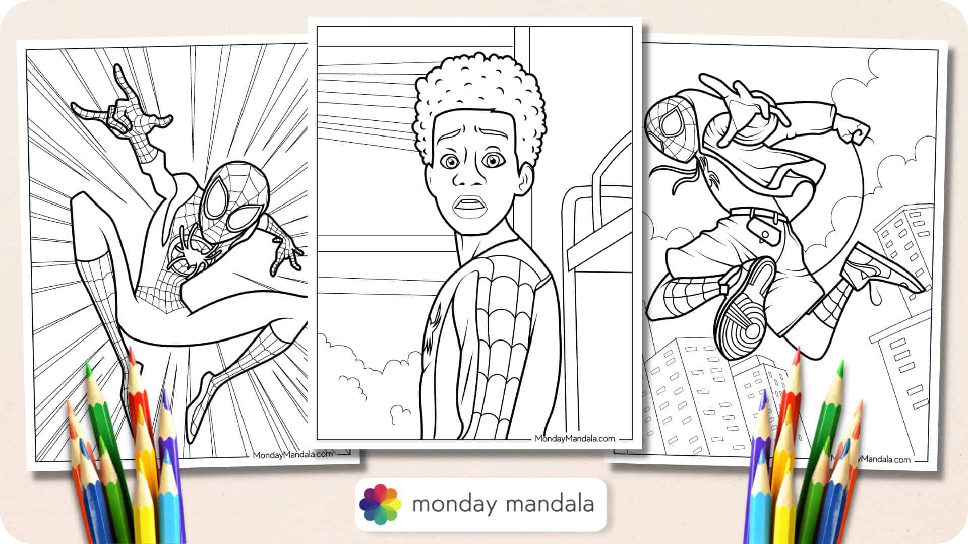 Miles morales coloring pages free pdf printables